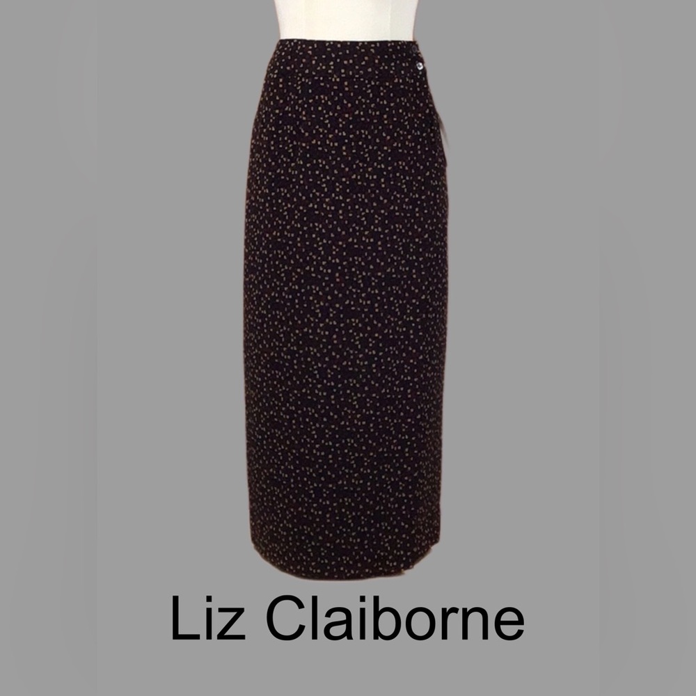 NWT Liz Claiborne Wrap‎ Around Pencil Skirt, Multicolor Print Mix, Size 6